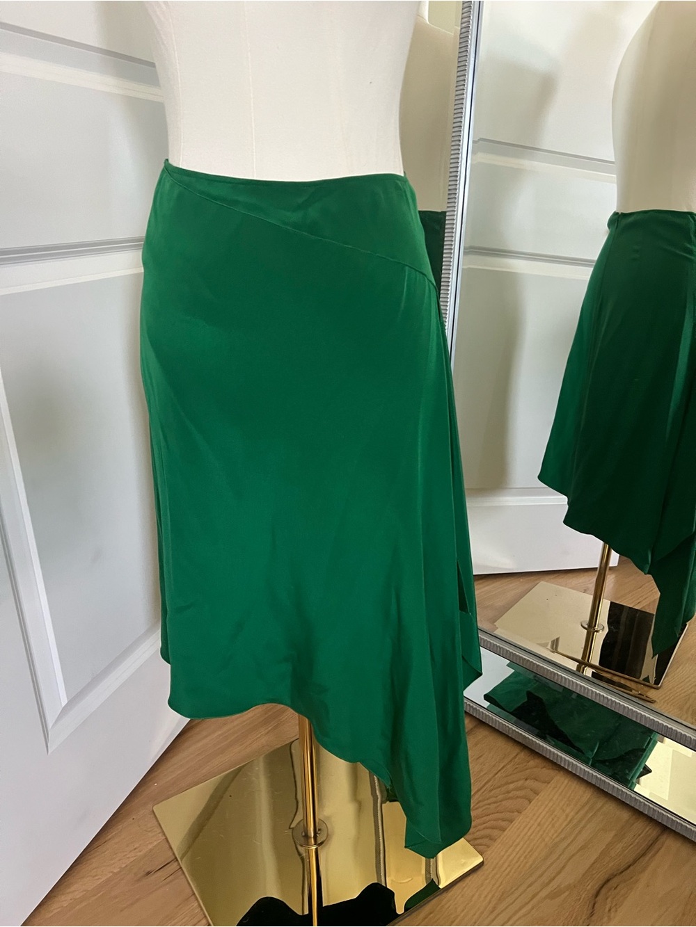 Emerald Asymmetric Maxi Silk Skirt